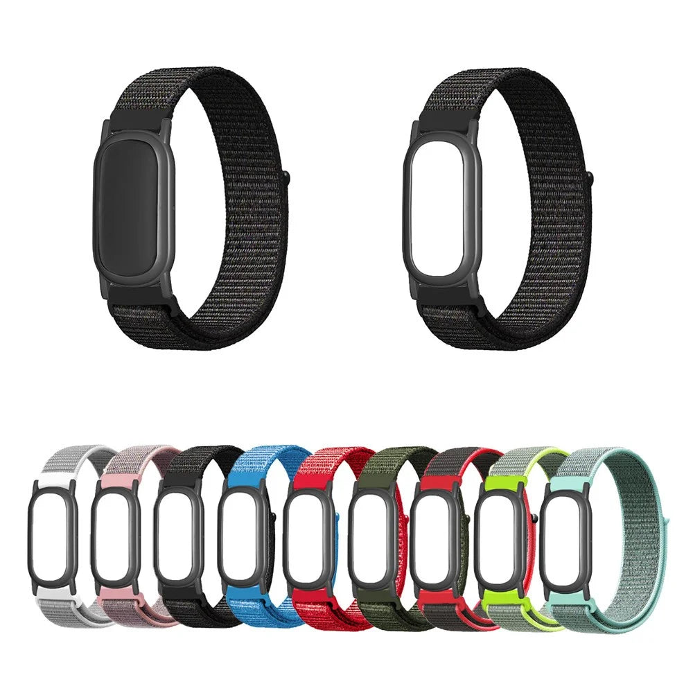 For Google Fitbit Air Nylon Loop Watch Band with Case Breathable Adjustable Replacement Strap - Green - 3