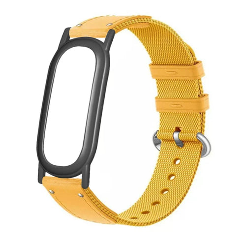 For Google Fitbit Air Band with Case Canvas Woven Nylon Watch Strap - Yellow - 1