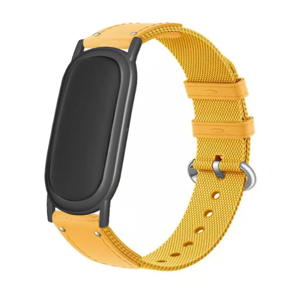 For Google Fitbit Air Band with Case Canvas Woven Nylon Watch Strap - Yellow - 2