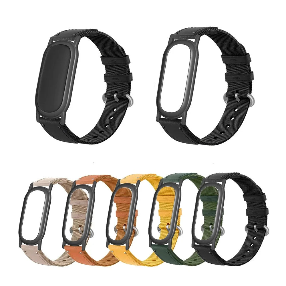 For Google Fitbit Air Band with Case Canvas Woven Nylon Watch Strap - Yellow - 3