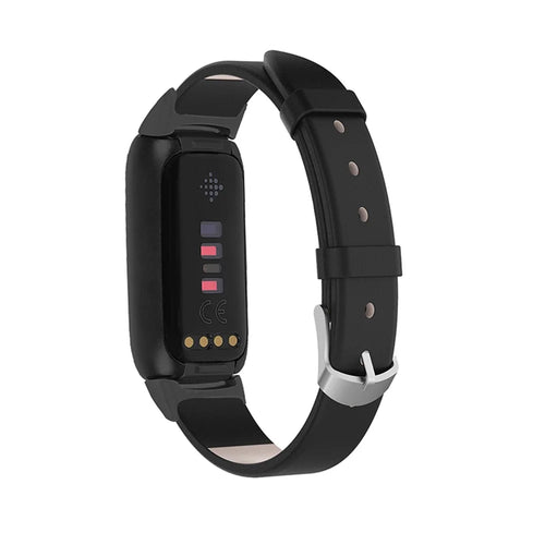 Genuine Leather Replacement Watch Band Adjustable Wrist Strap for Fitbit Luxe - Black - 1