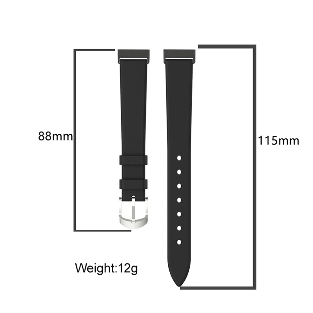 Genuine Leather Replacement Watch Band Adjustable Wrist Strap for Fitbit Luxe - Black - 5