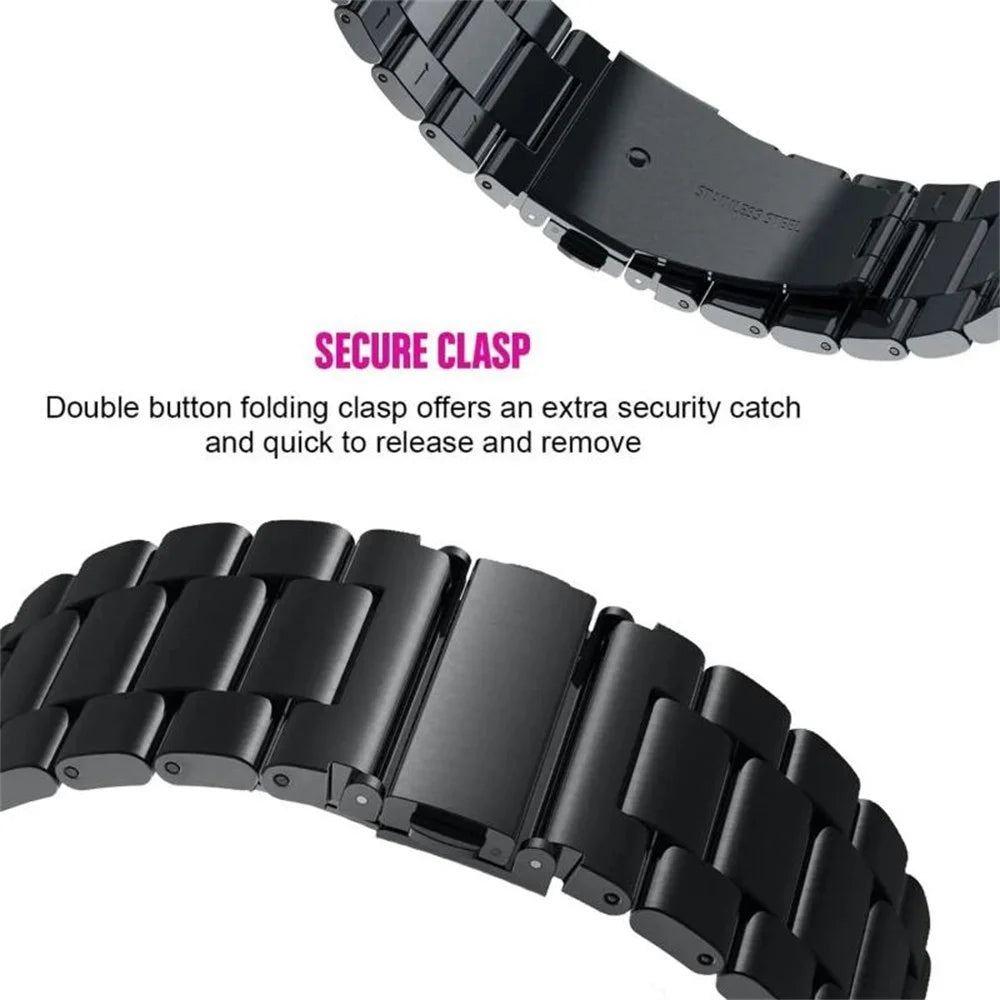 For Samsung Galaxy Watch Ultra 47mm / Ultra (2025) 47mm 3-Bead Stainless Steel Band + PC Watch Case with Tempered Glass Screen Protector - Black - 4