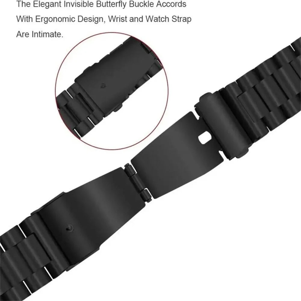 For Samsung Galaxy Watch Ultra 47mm / Ultra (2025) 47mm 3-Bead Stainless Steel Band + PC Watch Case with Tempered Glass Screen Protector - Black - 5