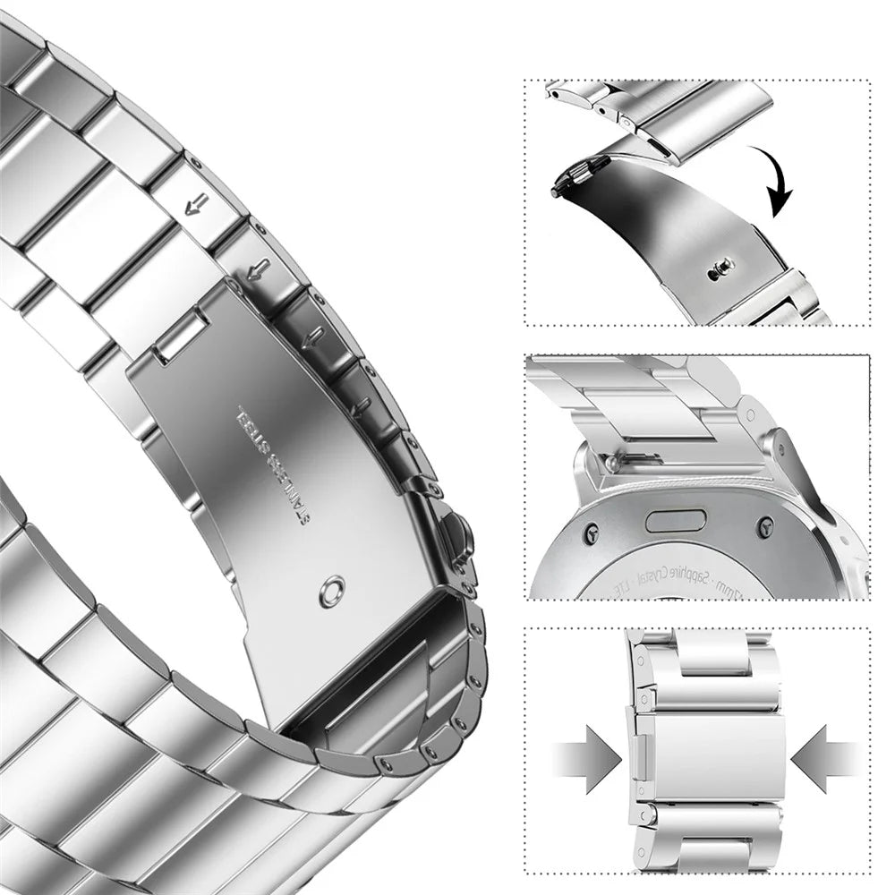 Watch Band for Samsung Galaxy Watch Ultra 47mm / Ultra (2025) 47mm 3-Bead Stainless Steel Strap with Half-wrap TPU Case and Link Remover Tool - Silver - 7