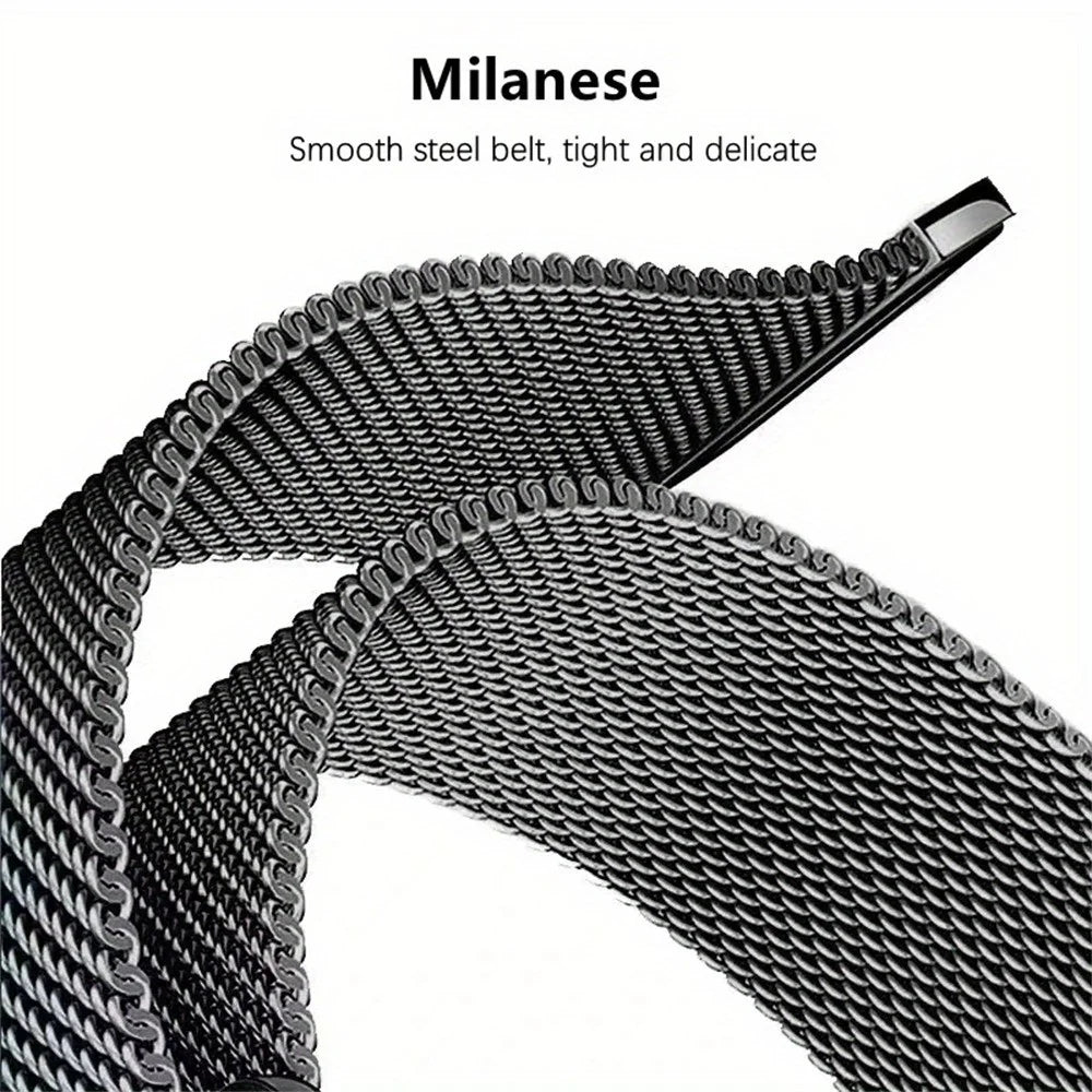 For Samsung Galaxy Watch9 44mm / Watch8 44mm Stainless Steel Milanese Band + PC Watch Case with Tempered Glass Screen Protector - Black - 5