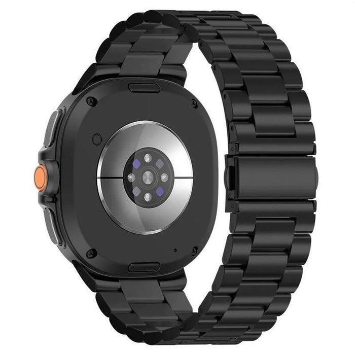 For Samsung Galaxy Watch9 40mm / Watch8 40mm 3-Bead Stainless Steel Strap with TPU Full Cover Watch Case - Black - 2