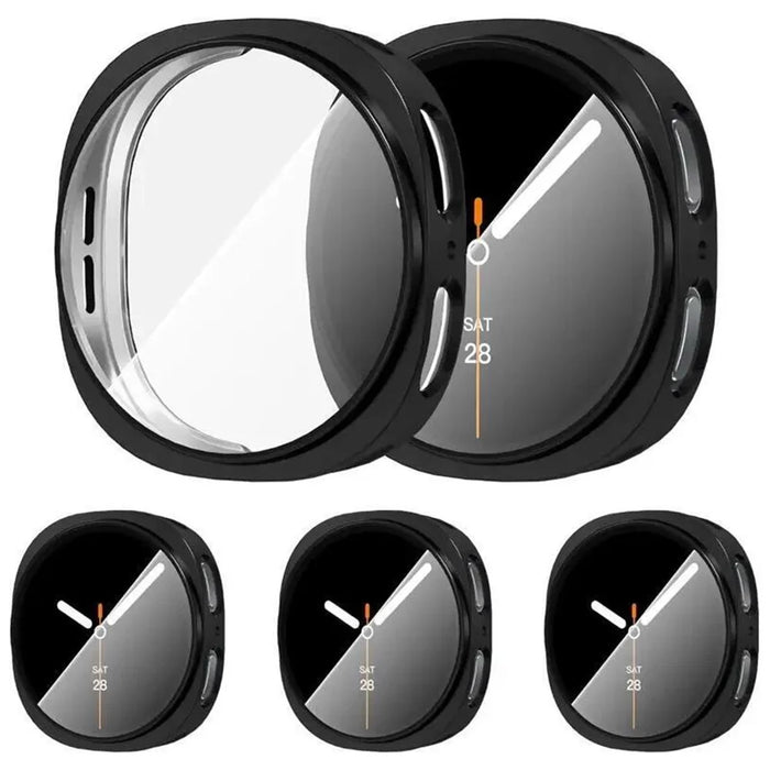 For Samsung Galaxy Watch9 40mm / Watch8 40mm 3-Bead Stainless Steel Strap with TPU Full Cover Watch Case - Black - 3