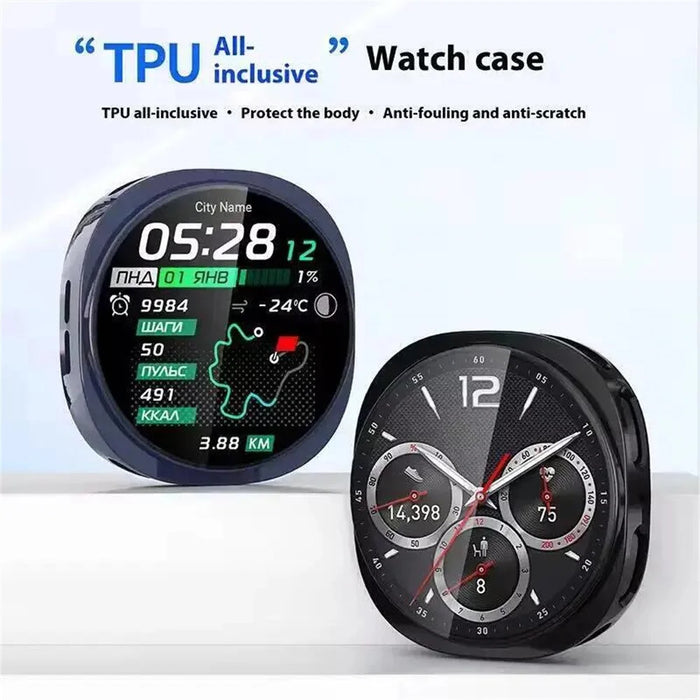 For Samsung Galaxy Watch9 40mm / Watch8 40mm 3-Bead Stainless Steel Strap with TPU Full Cover Watch Case - Black - 4