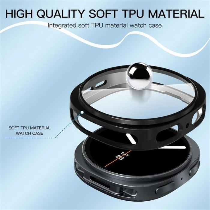 For Samsung Galaxy Watch9 40mm / Watch8 40mm 3-Bead Stainless Steel Strap with TPU Full Cover Watch Case - Black - 5