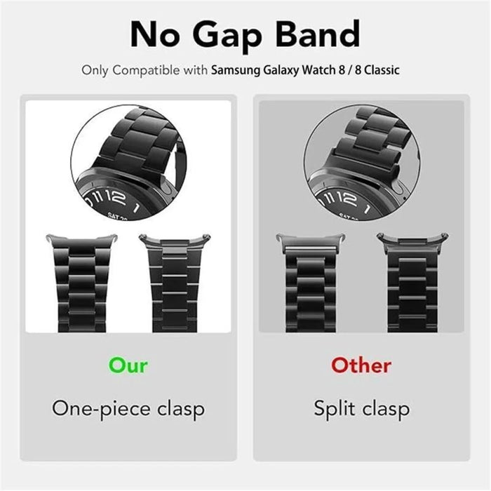 For Samsung Galaxy Watch9 44mm / Watch8 44mm 3-Bead Stainless Steel Strap with TPU Full Cover Watch Case - Black - 6