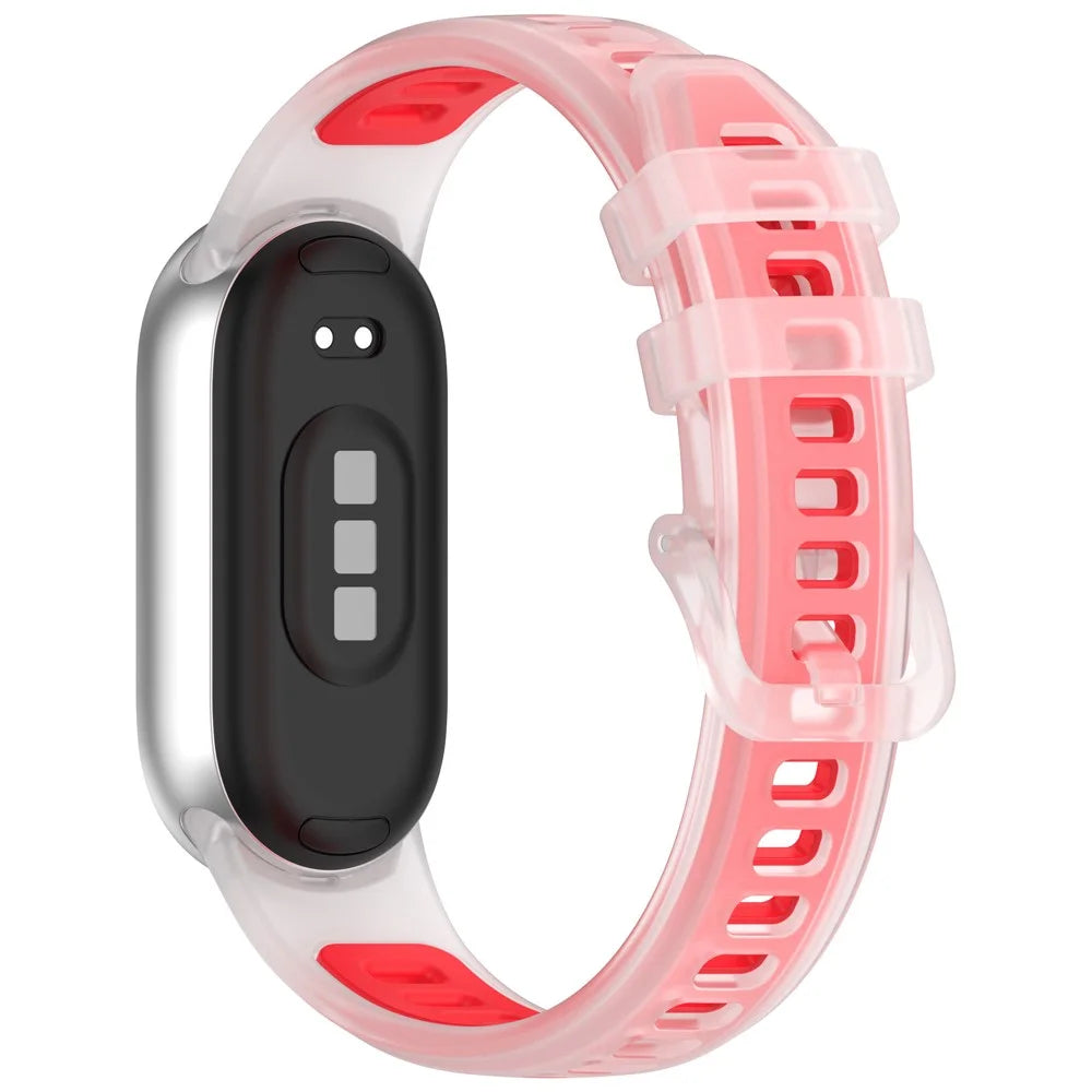 Watch Strap for Xiaomi Smart Band 10 / 9 / 8 Translucent Jelly Silicone Wristband - Transparent Red - 1