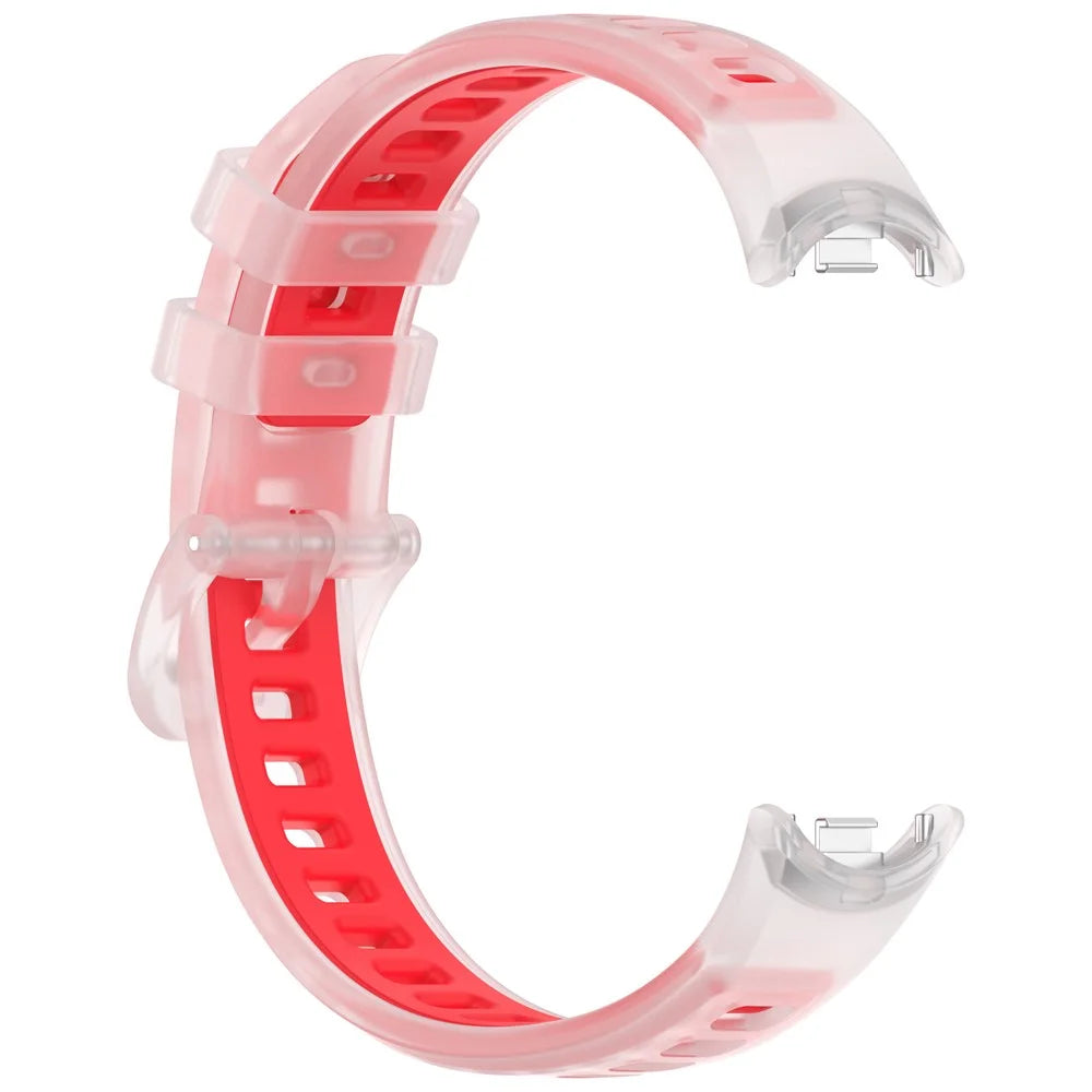 Watch Strap for Xiaomi Smart Band 10 / 9 / 8 Translucent Jelly Silicone Wristband - Transparent Red - 3