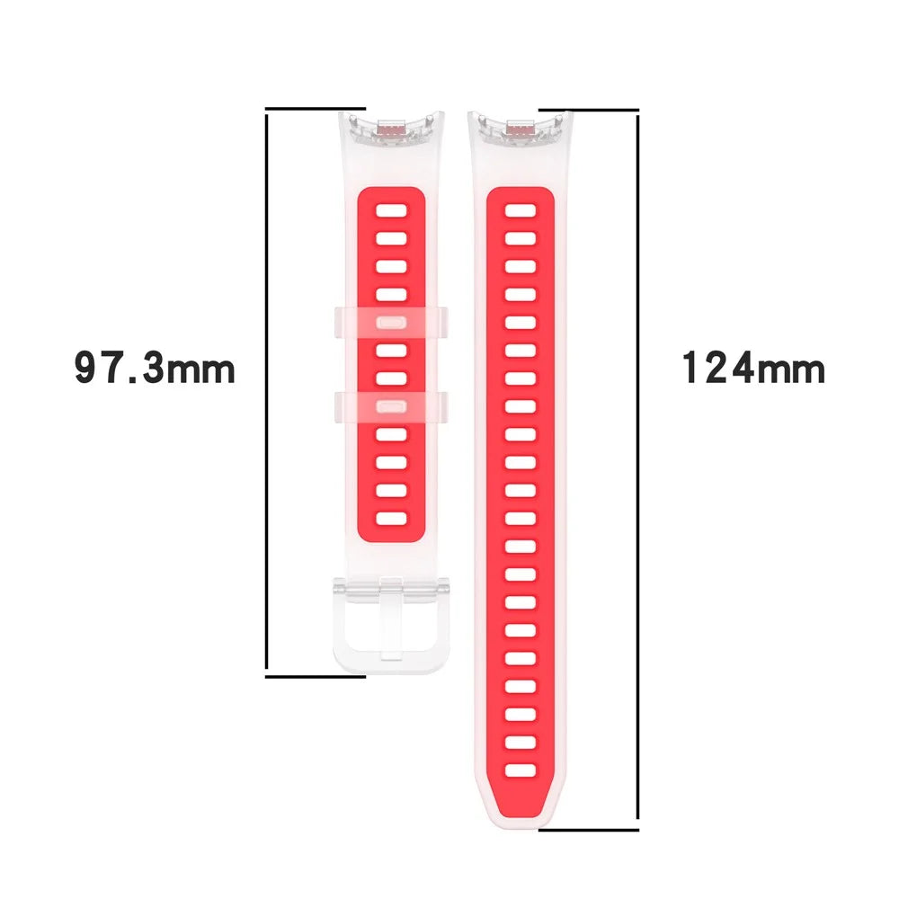 Watch Strap for Xiaomi Smart Band 10 / 9 / 8 Translucent Jelly Silicone Wristband - Transparent Red - 7