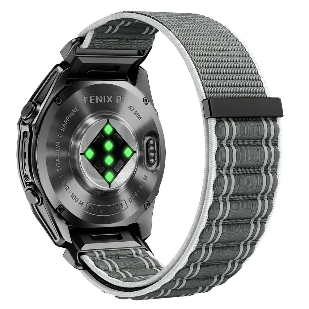 QuickFit 22mm Nylon Woven Loop Strap for Garmin Fenix 8 47mm / Tactix 8 47mm / quatix 8 47mm Wave Texture Magic Tape Watch Band - Seashell - 1
