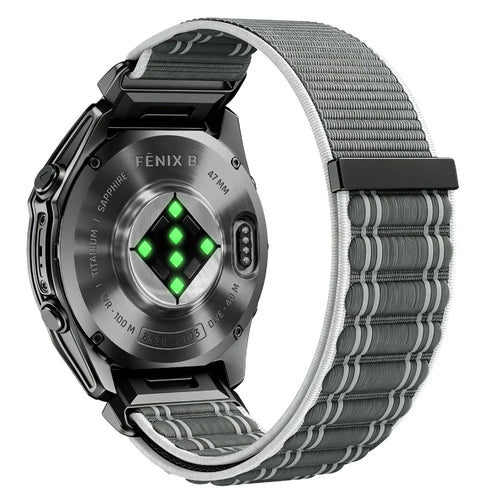 QuickFit 22mm Nylon Woven Loop Strap for Garmin Fenix 8 47mm / Tactix 8 47mm / quatix 8 47mm Wave Texture Magic Tape Watch Band - Seashell - 1