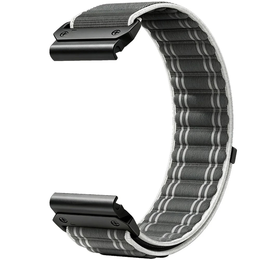 QuickFit 22mm Nylon Woven Loop Strap for Garmin Fenix 8 47mm / Tactix 8 47mm / quatix 8 47mm Wave Texture Magic Tape Watch Band - Seashell - 3