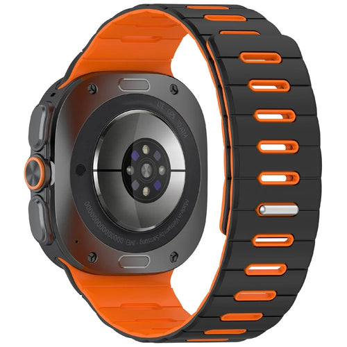 Magnetic Watch Band for Samsung Galaxy Watch Ultra2 47mm / Watch Ultra (2025) 47mm / Watch Ultra 47mm Dual Color Silicone Strap - Black / Orange - 1