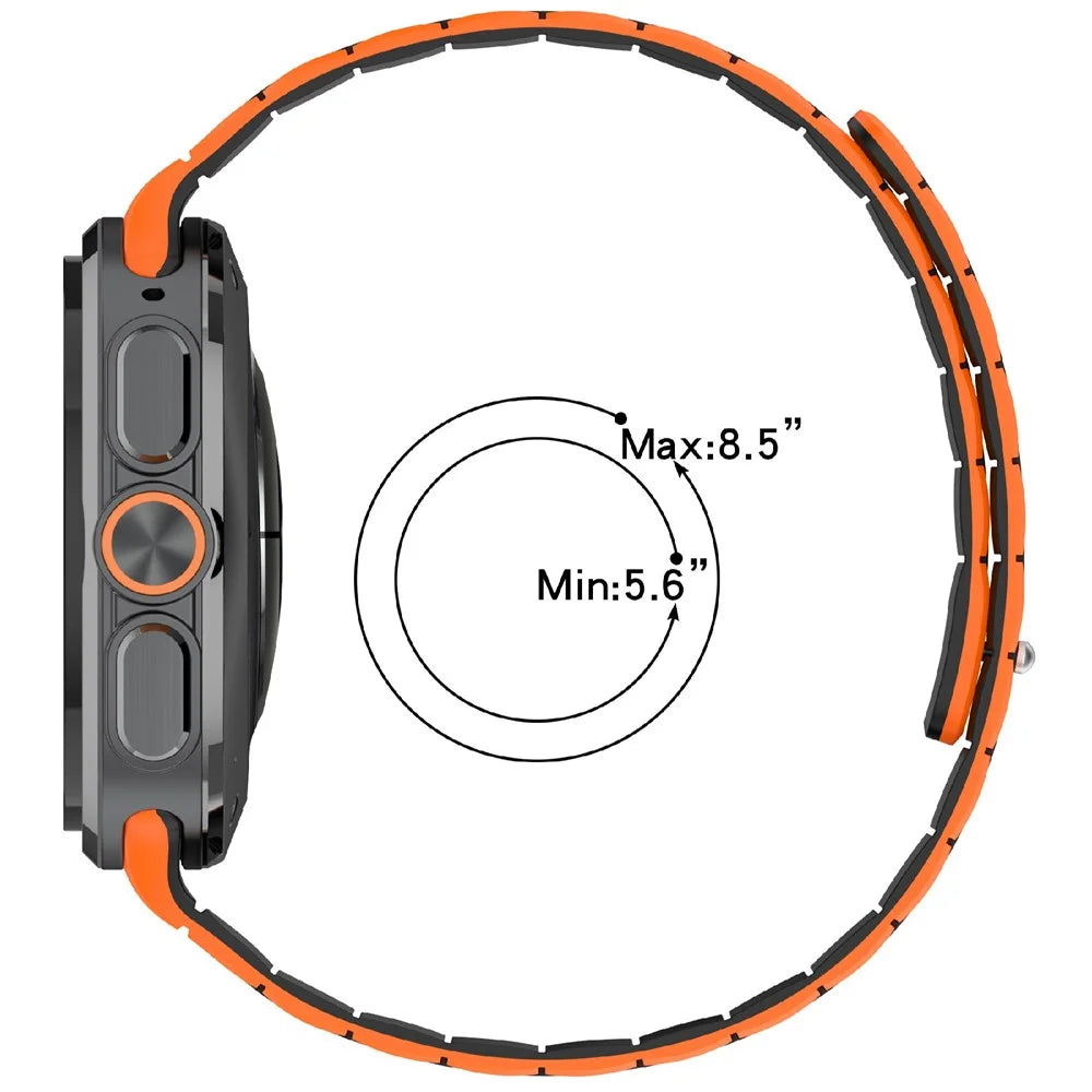 Magnetic Watch Band for Samsung Galaxy Watch Ultra2 47mm / Watch Ultra (2025) 47mm / Watch Ultra 47mm Dual Color Silicone Strap - Black / Orange - 6