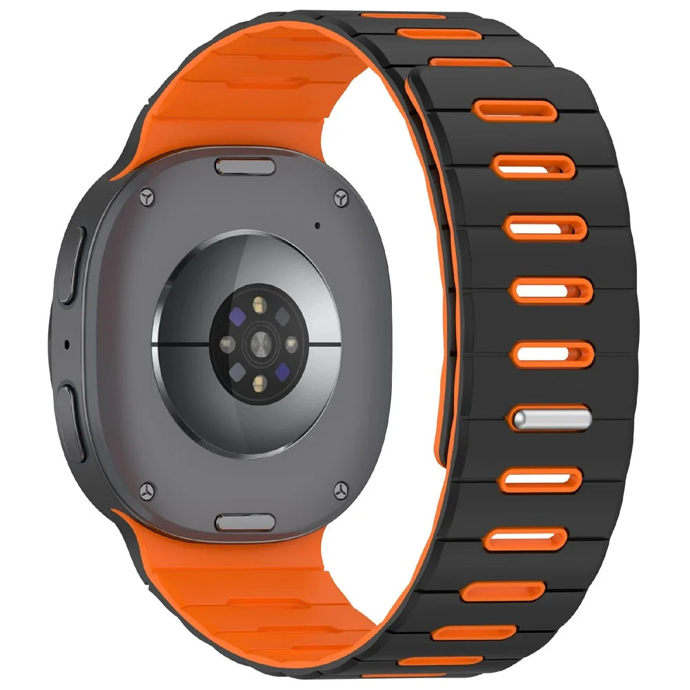 Magnetic Watch Band for Samsung Galaxy Watch9 40mm / 44mm / Watch8 40mm / 44mm / Watch8 Classic 46mm Dual Color Silicone Strap - Black / Orange - 1