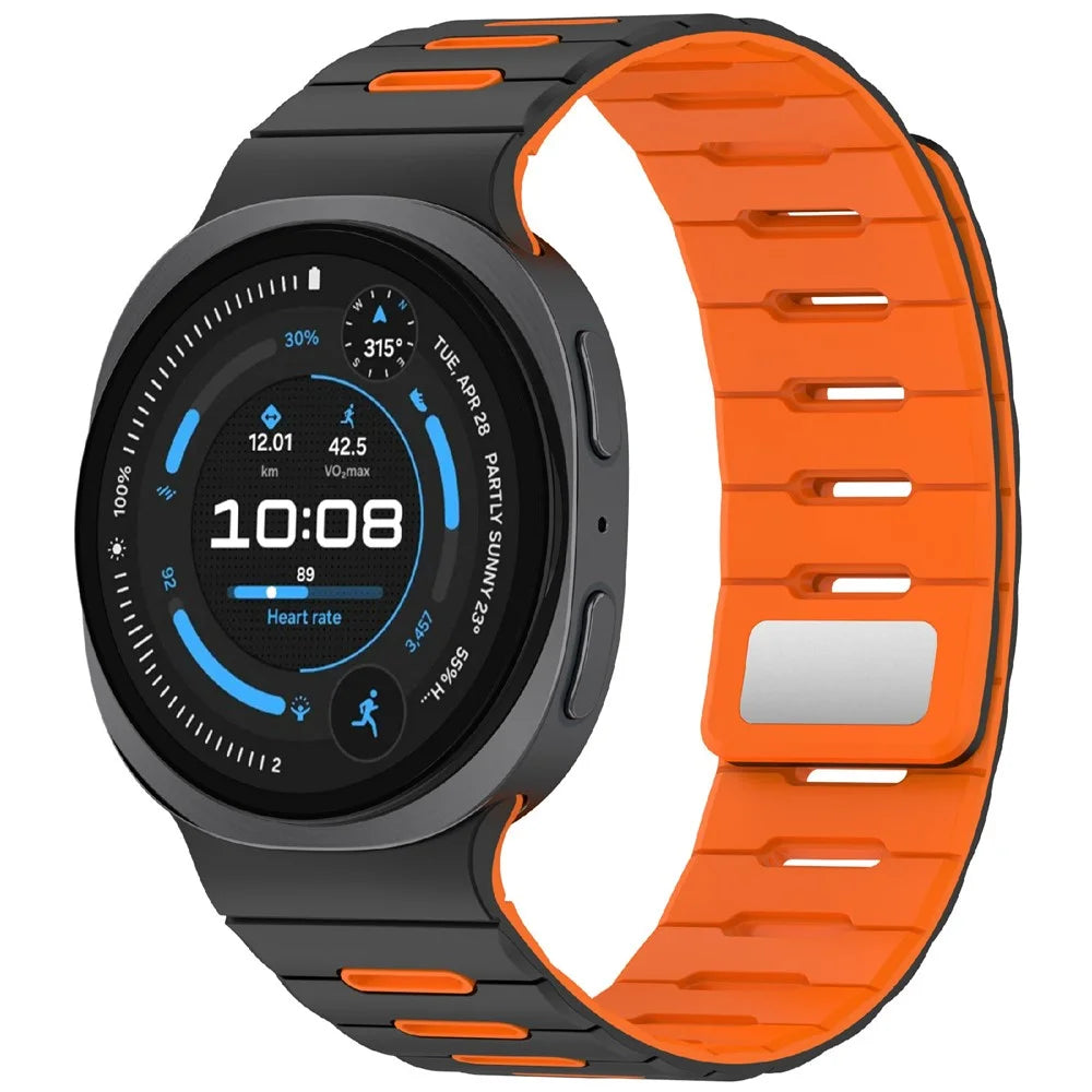 Magnetic Watch Band for Samsung Galaxy Watch9 40mm / 44mm / Watch8 40mm / 44mm / Watch8 Classic 46mm Dual Color Silicone Strap - Black / Orange - 2