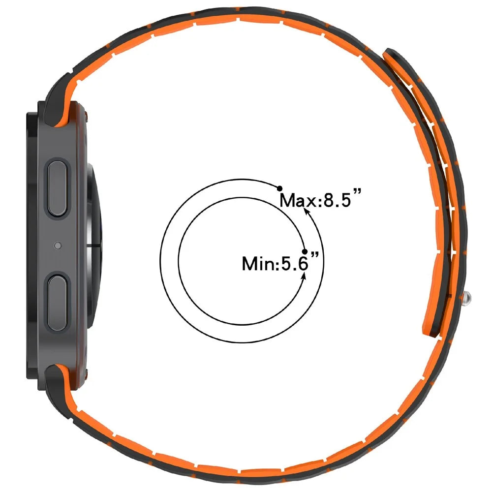 Magnetic Watch Band for Samsung Galaxy Watch9 40mm / 44mm / Watch8 40mm / 44mm / Watch8 Classic 46mm Dual Color Silicone Strap - Black / Orange - 6