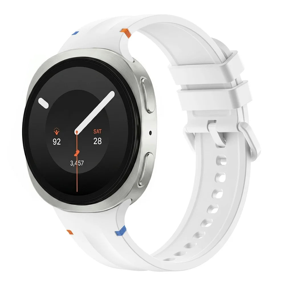 Contrast Stitching Silicone Strap for Samsung Galaxy Watch9 40mm / 44mm / Watch8 40mm / 44mm / Watch8 Classic 46mm Color-Matched Buckle Watch Band - White - 2