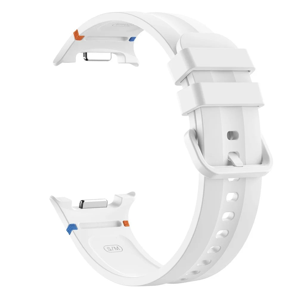 Contrast Stitching Silicone Strap for Samsung Galaxy Watch9 40mm / 44mm / Watch8 40mm / 44mm / Watch8 Classic 46mm Color-Matched Buckle Watch Band - White - 3