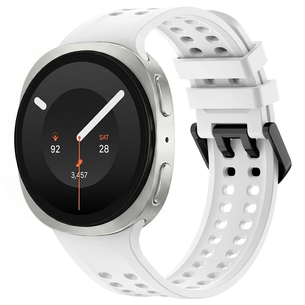 Silicone Watch Strap for Samsung Galaxy Watch9 40mm / 44mm / Watch8 40mm / 44mm / Watch8 Classic 46mm Breathable Dual-Row Hole Band - White - 2