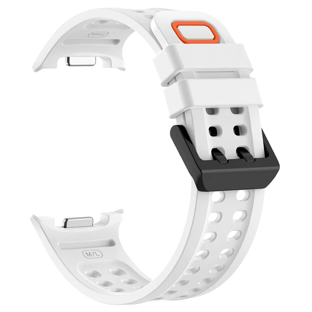 Silicone Watch Strap for Samsung Galaxy Watch9 40mm / 44mm / Watch8 40mm / 44mm / Watch8 Classic 46mm Breathable Dual-Row Hole Band - White - 3
