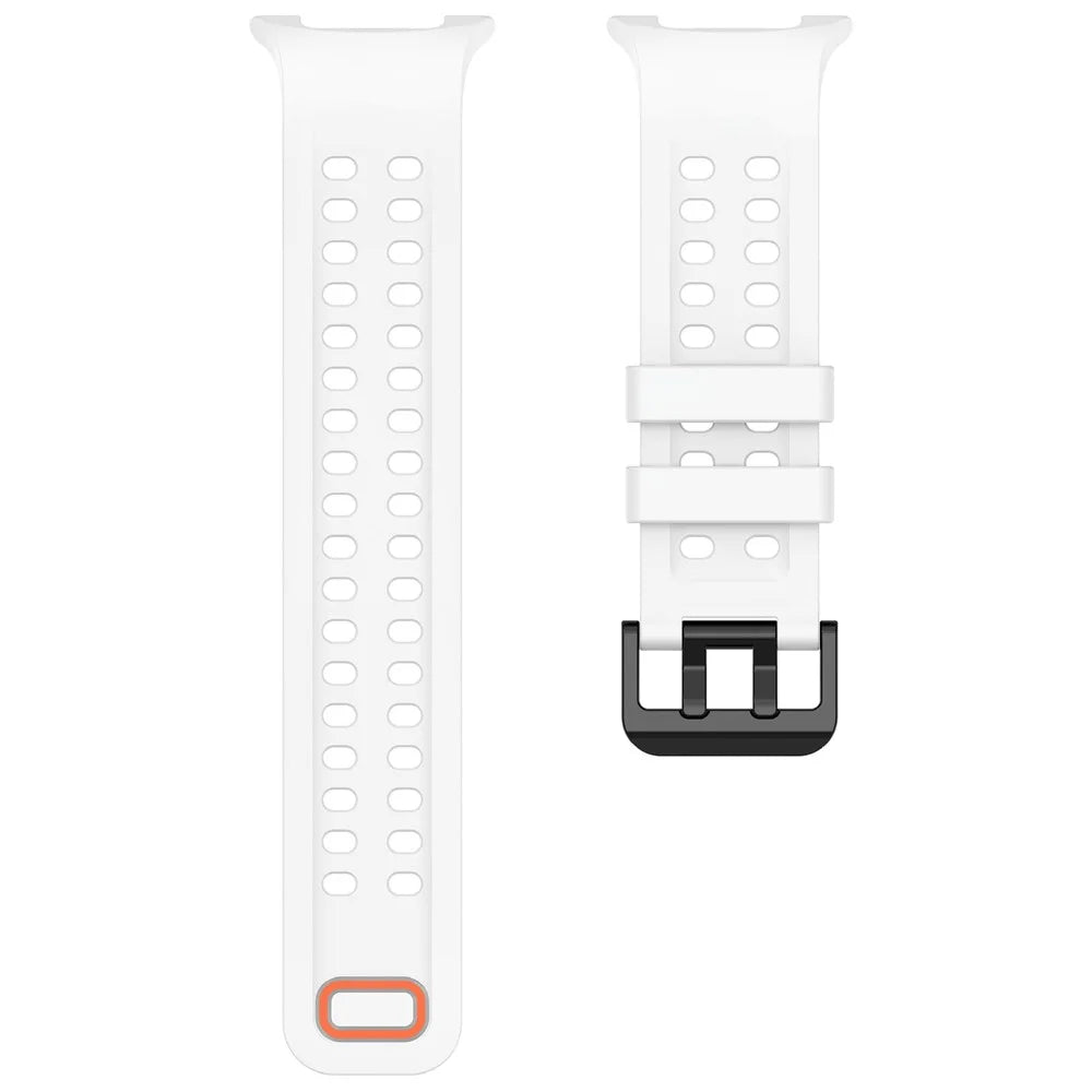 Silicone Watch Strap for Samsung Galaxy Watch9 40mm / 44mm / Watch8 40mm / 44mm / Watch8 Classic 46mm Breathable Dual-Row Hole Band - White - 4