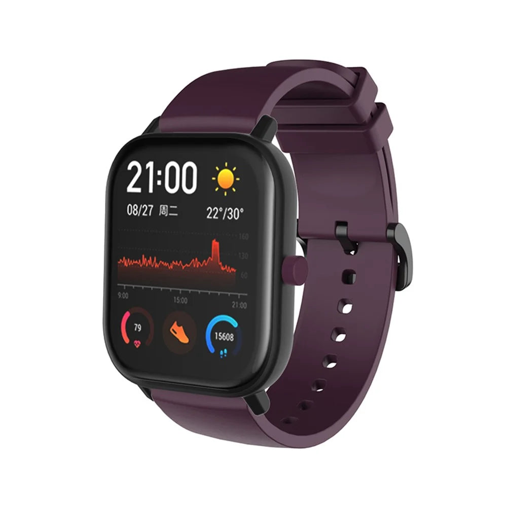Replacement Silicone Smart Watch Band Adjustable Wrist Strap 20mm for Polar Pacer Pro/Samsung Galaxy Watch4 Classic 46mm 42mm/Watch4 44mm 40mm/Huami Amazfit GTS - Purple - 2