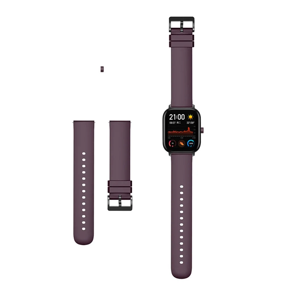 Replacement Silicone Smart Watch Band Adjustable Wrist Strap 20mm for Polar Pacer Pro/Samsung Galaxy Watch4 Classic 46mm 42mm/Watch4 44mm 40mm/Huami Amazfit GTS - Purple - 4