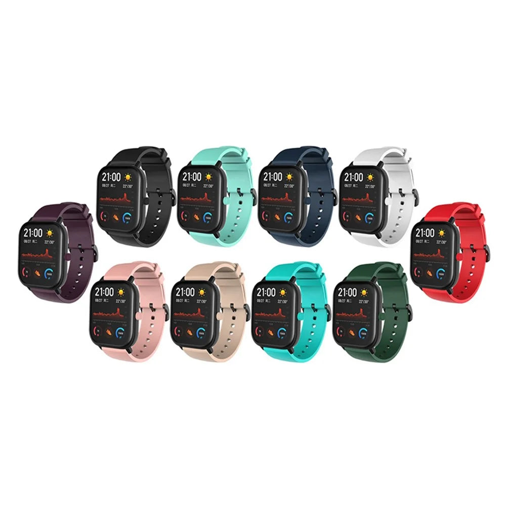 Replacement Silicone Smart Watch Band Adjustable Wrist Strap 20mm for Polar Pacer Pro/Samsung Galaxy Watch4 Classic 46mm 42mm/Watch4 44mm 40mm/Huami Amazfit GTS - Purple - 5
