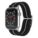 Nylon Watch Strap for Apple Watch Series 11 10 42mm / 9 8 7 41mm / SE3 SE2 SE 6 5 4 40mm / 3 2 1 38mm Interlocking Buckle Striped Band - Black / White - 2