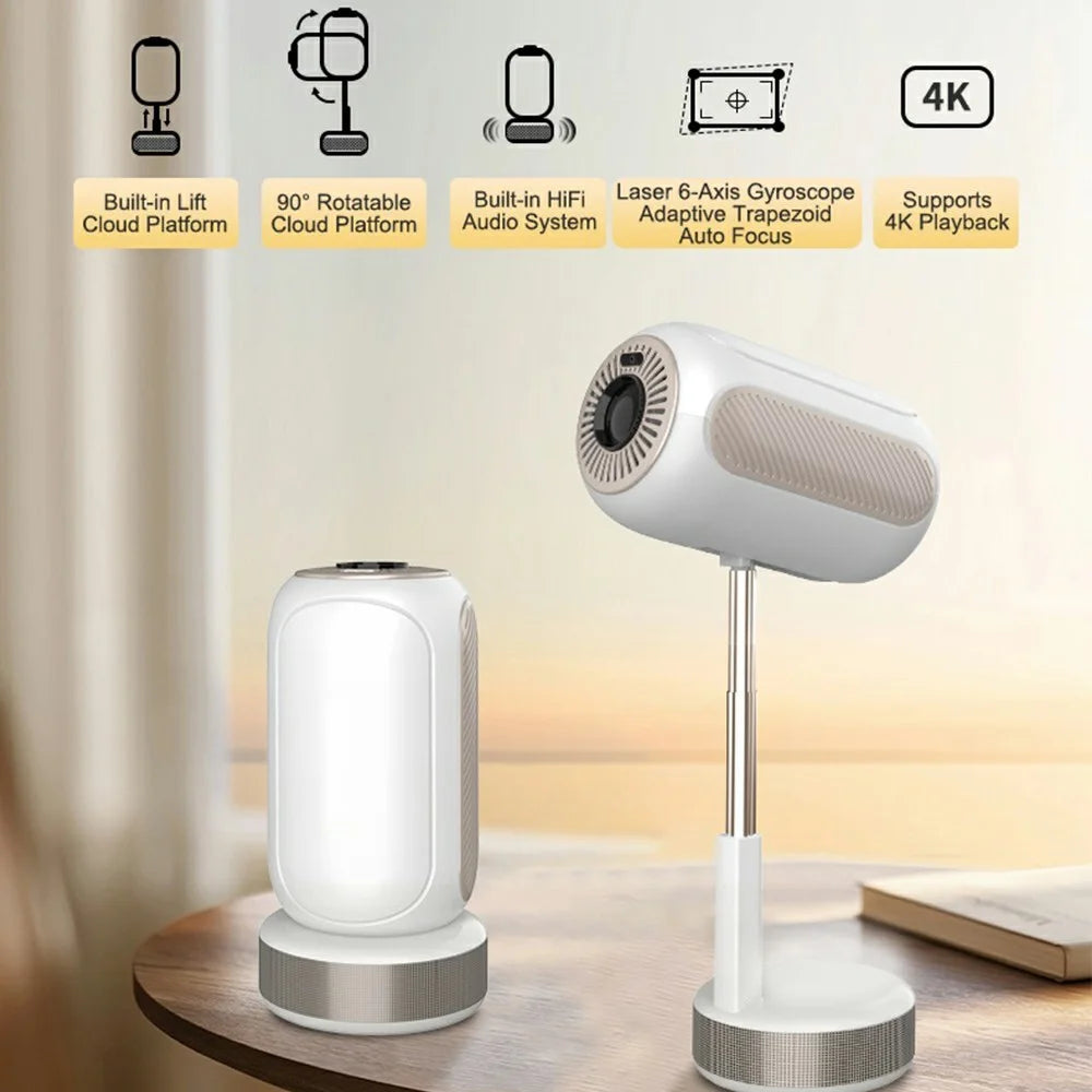 TS-16 1080P HD Hidden Lifting Gimbal Projector 6-Axis Keystone Correction Built-in Speaker, 1+8GB - EU Plug - 4