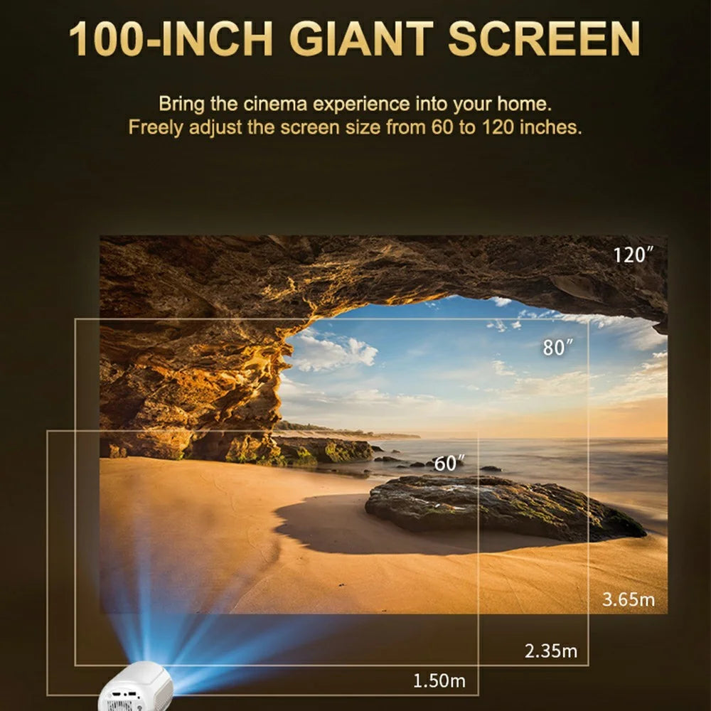 TS-16 1080P HD Hidden Lifting Gimbal Projector 6-Axis Keystone Correction Built-in Speaker, 1+8GB - EU Plug - 6