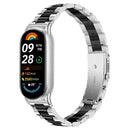 Metal Watch Band for Xiaomi Smart Band 10 / 9 / 8 Contrast Color 3-Bead Stainless Steel Strap - Silver / Black - 2