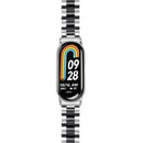 Metal Watch Band for Xiaomi Smart Band 10 / 9 / 8 Contrast Color 3-Bead Stainless Steel Strap - Silver / Black - 3