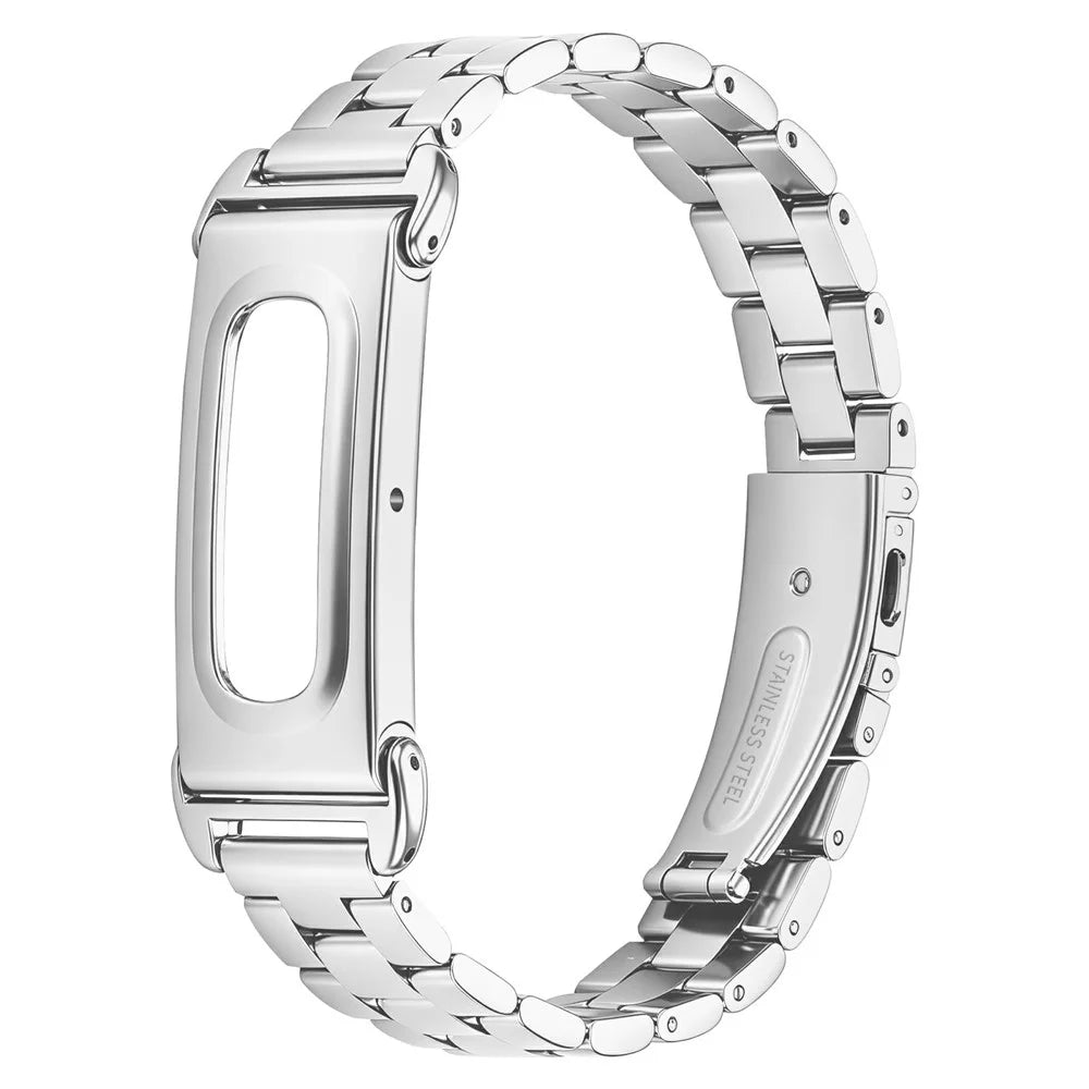 For Google Fitbit Air Stainless Steel Watch Band Three Bead Chain Link Strap - Silver - 1