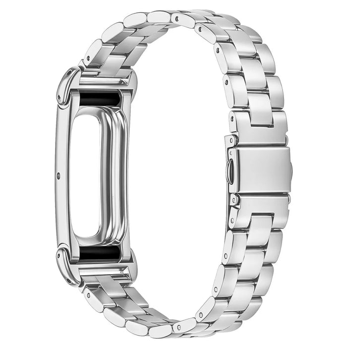For Google Fitbit Air Stainless Steel Watch Band Three Bead Chain Link Strap - Silver - 2