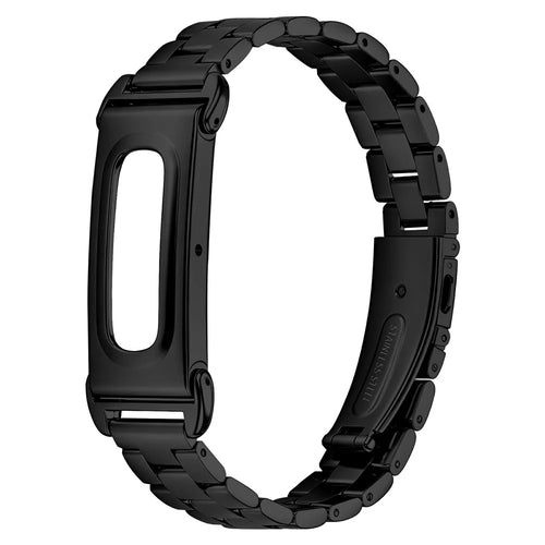 For Google Fitbit Air Stainless Steel Watch Band Three Bead Chain Link Strap - Black - 1
