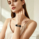 For Google Fitbit Air Stainless Steel Watch Band Three Bead Chain Link Strap - Black - 4