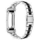 For Google Fitbit Air Stainless Steel Watch Band Contrast Color Three Bead Chain Link Strap - Silver / Black - 2