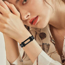 For Google Fitbit Air Watch Band Three-Bead Rhinestone Decor Electroplating Stainless Steel Strap - Black - 3