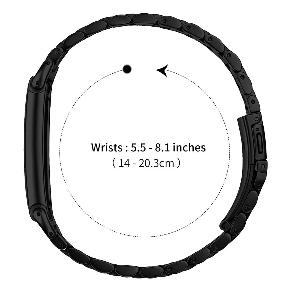 For Google Fitbit Air Stainless Steel Watch Band Slim Beaded Link Strap - Black - 5