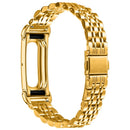 For Google Fitbit Air Stainless Steel Watch Band Eletroplating Slim Beaded Link Strap - Gold - 2