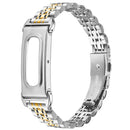 For Google Fitbit Air Stainless Steel Watch Band Contrast Color Slim Beaded Link Strap - Silver / Gold - 1