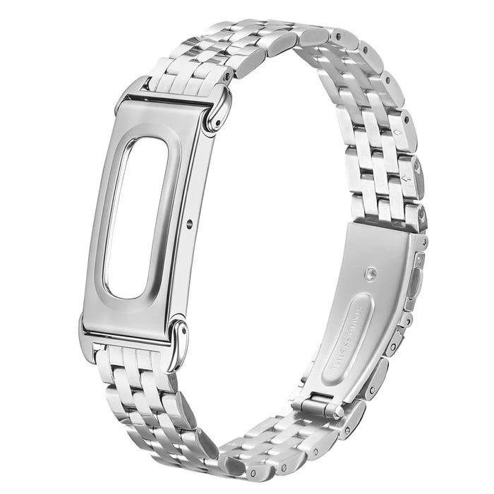 For Google Fitbit Air Metal Watch Band Stainless Steel Five-Bead Slim Strap - Silver - 1