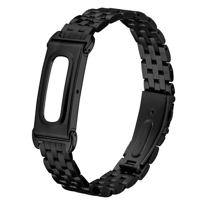 For Google Fitbit Air Metal Watch Band Stainless Steel Five-Bead Slim Strap - Black - 1